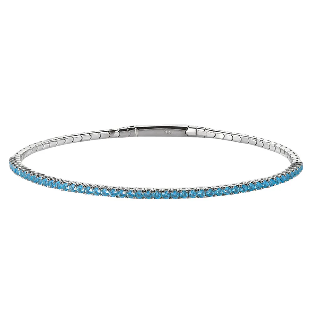 Sterling Silver March Birthstone Flex Bracelet