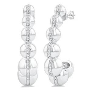 Sterling Silver Medium Hoop Diamond Earring