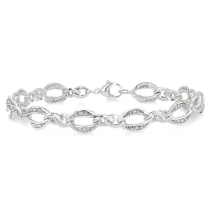 Sterling Silver Natural Diamonds Chain Link Bracelet