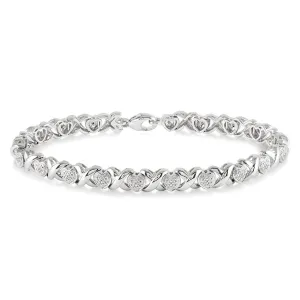Sterling Silver Natural Diamonds Fancy Link Bracelet