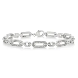 Sterling Silver Paperclip Diamond Bracelet