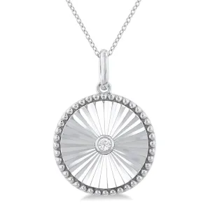 Sterling Silver Round Medallion Diamond Pendant Necklace
