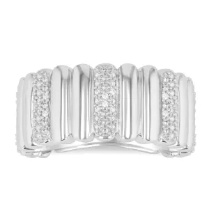 Sterling Silver Wide Band Diamond Ring