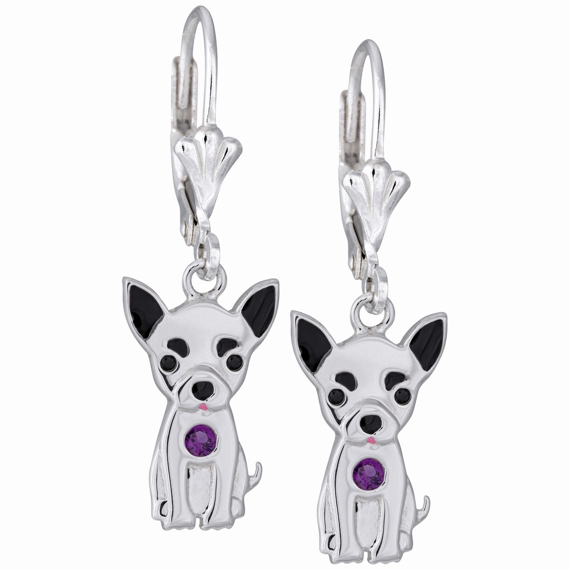Sterling & Crystal Pup Earrings