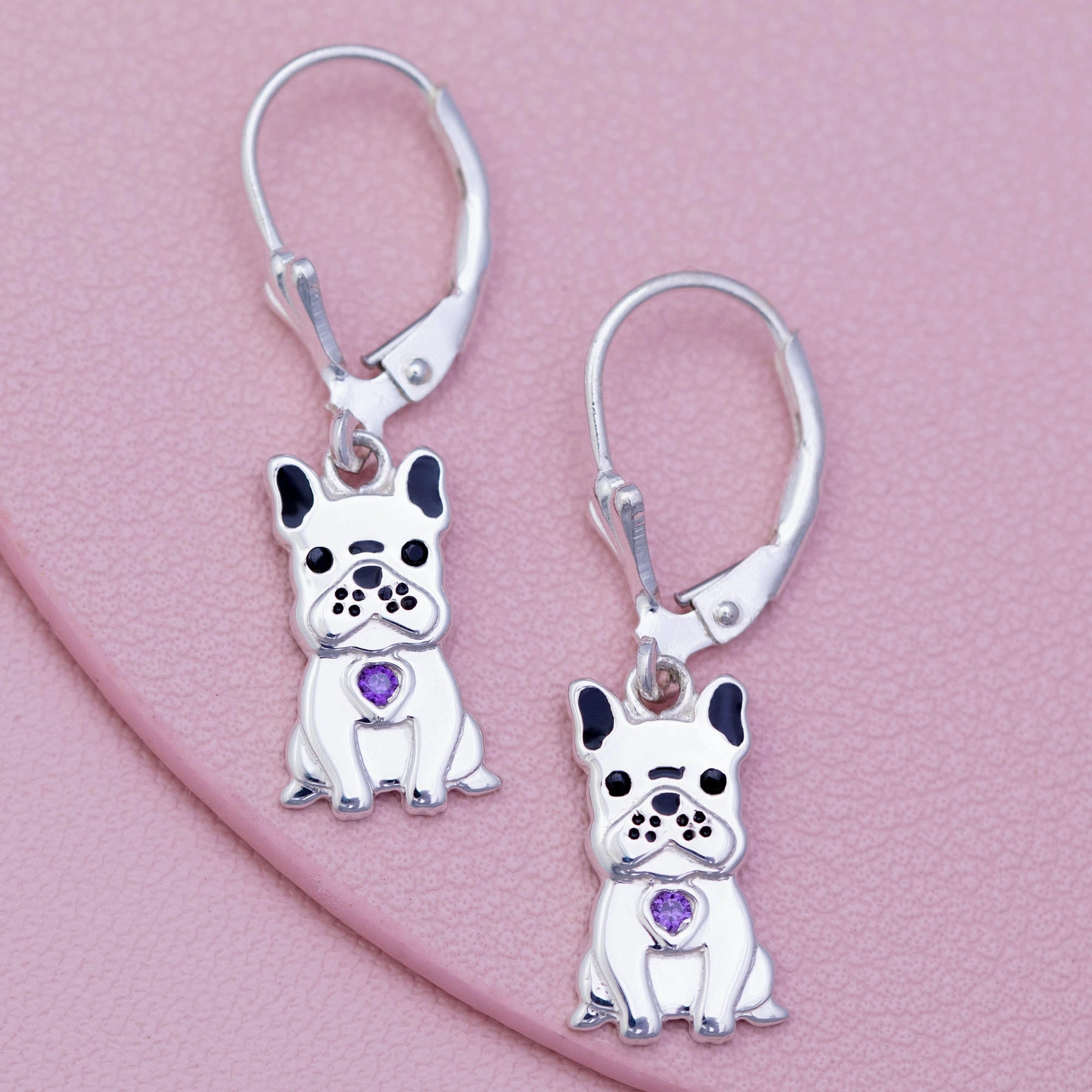 Sterling & Crystal Pup Earrings