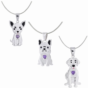 Sterling & Crystal Pup Necklace