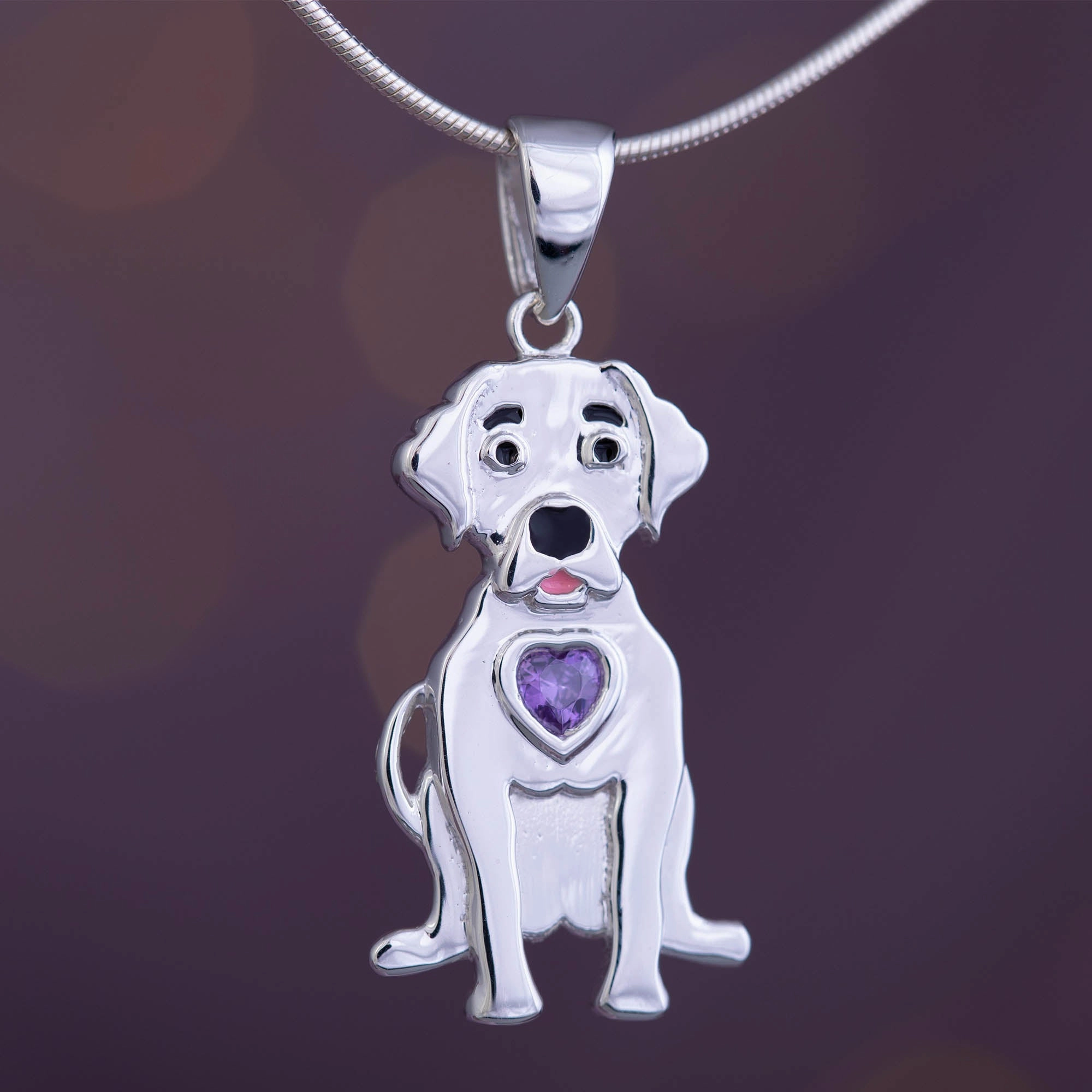 Sterling & Crystal Pup Necklace