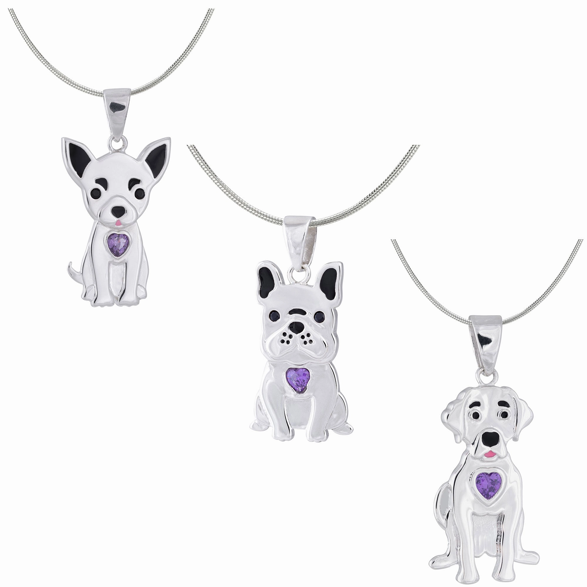 Sterling & Crystal Pup Necklace