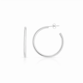 Sterling Silver 40mm Round Tube C Hoops