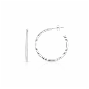 Sterling Silver 40mm Round Tube C Hoops