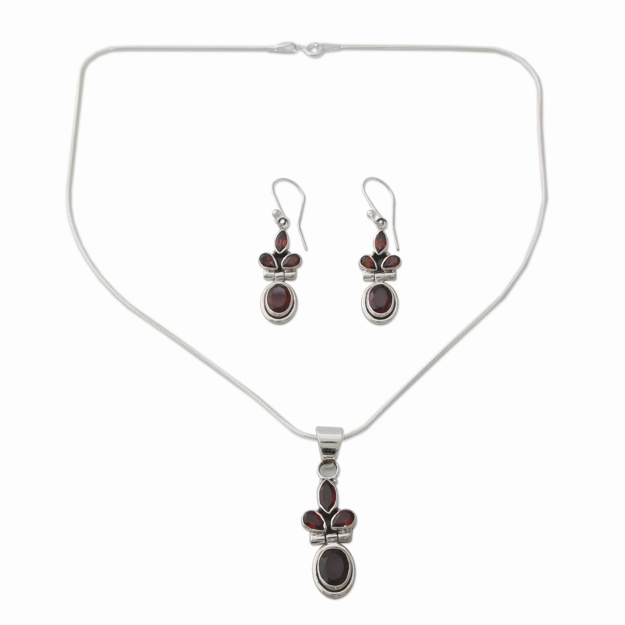 Sterling Silver & Garnet Jewelry Set