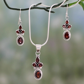 Sterling Silver & Garnet Jewelry Set