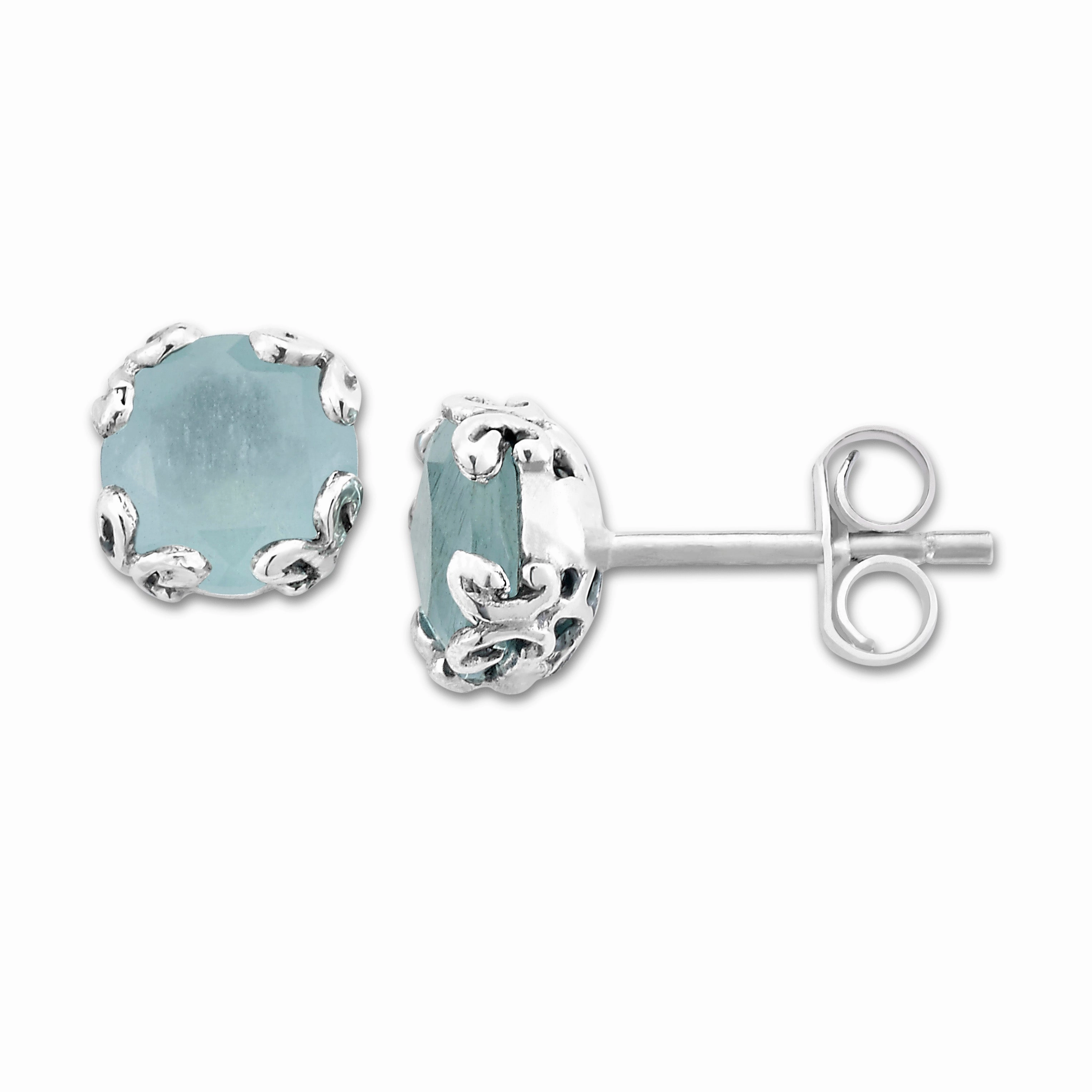 Sterling Silver Aquamarine Stud Earrings