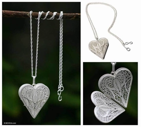 Sterling Silver Filigree Heart Locket