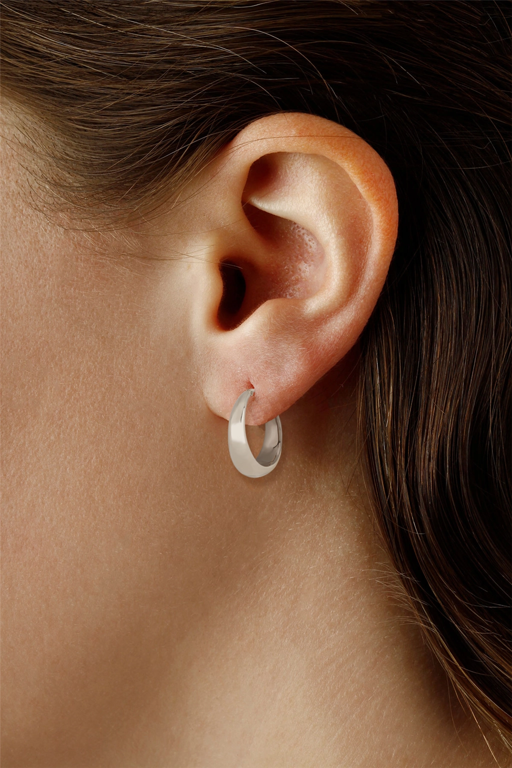Sterling Silver Modern Round Hoop Earrings
