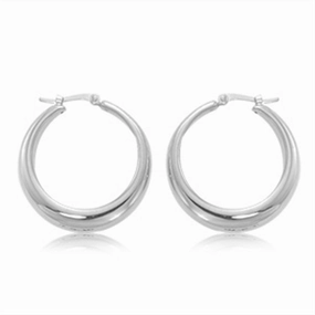 Sterling Silver Modern Round Hoop Earrings