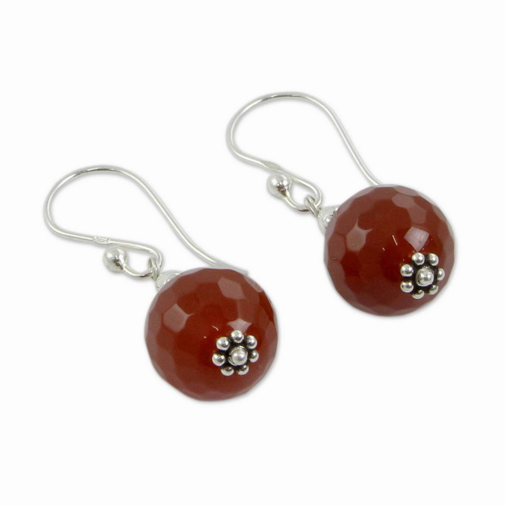 Sterling Silver Red Agate Dangle Earrings