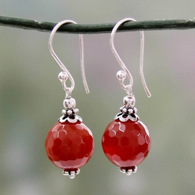 Sterling Silver Red Agate Dangle Earrings