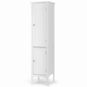 Storage Cabinet Bathroom High Cabinet with 5 Tier Shelves bathroom organizer, toilet brush holder