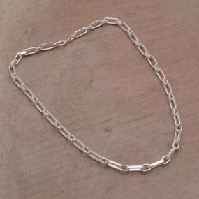 Strong Links Sterling Silver Cable Chain Necklace from Bali