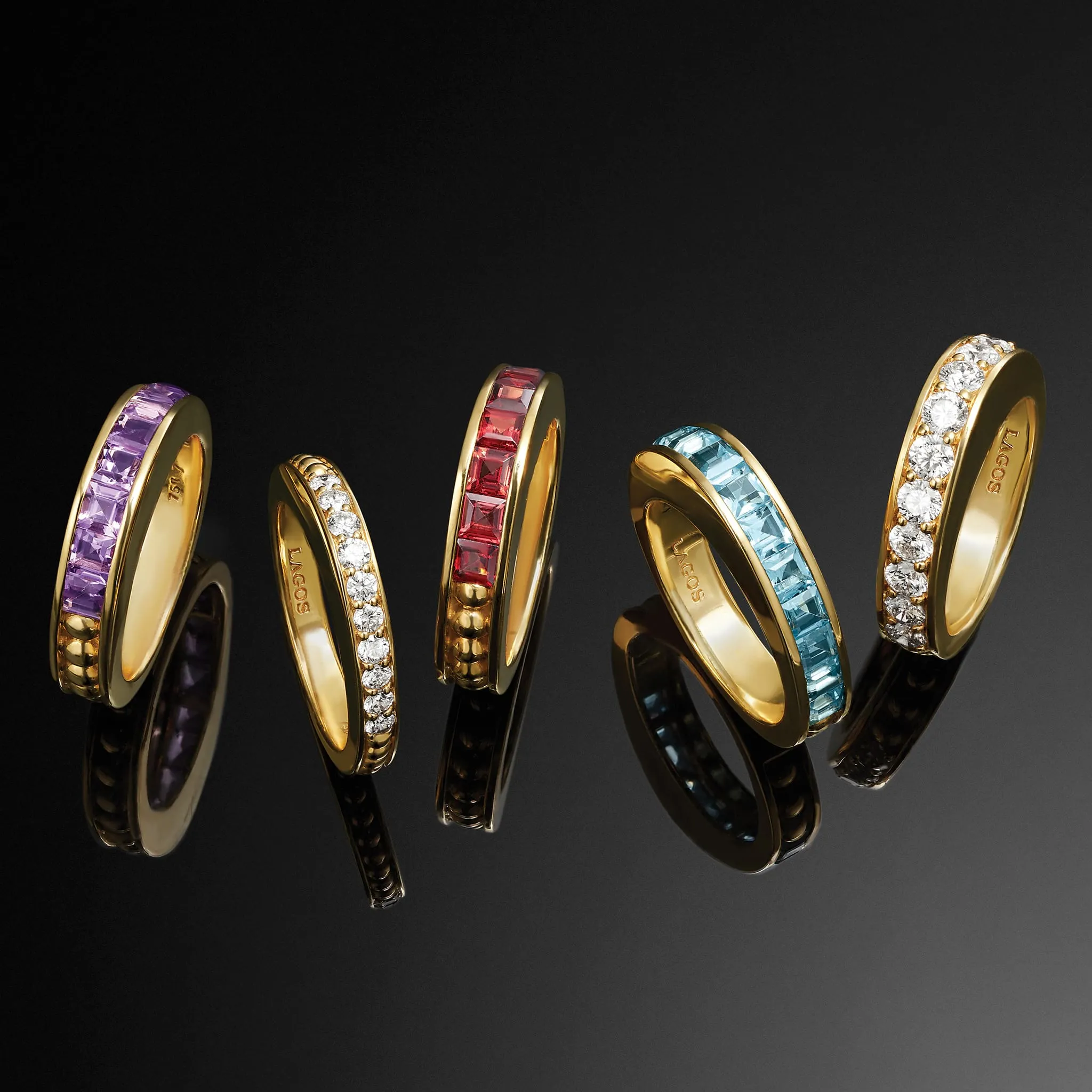 Studio 18K Gold and Diamond Stacking Ring