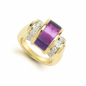 Studio 18K Amethyst and Diamond Ring