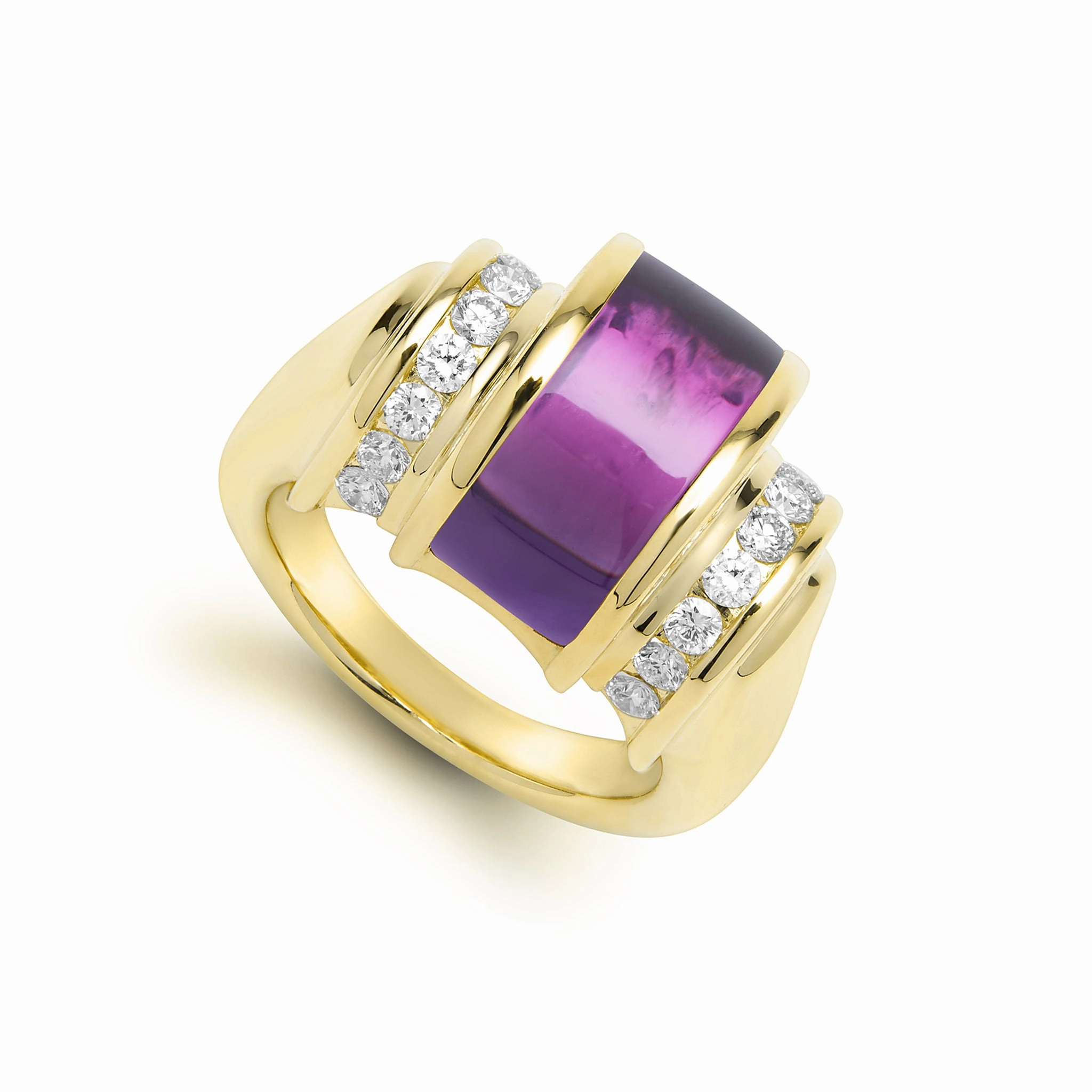 Studio 18K Amethyst and Diamond Ring
