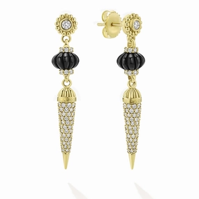 Studio 18K Diamond and Black Agate Drop Earrings