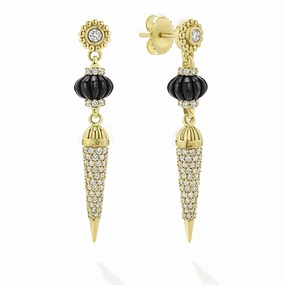 Studio 18K Diamond and Black Agate Drop Earrings