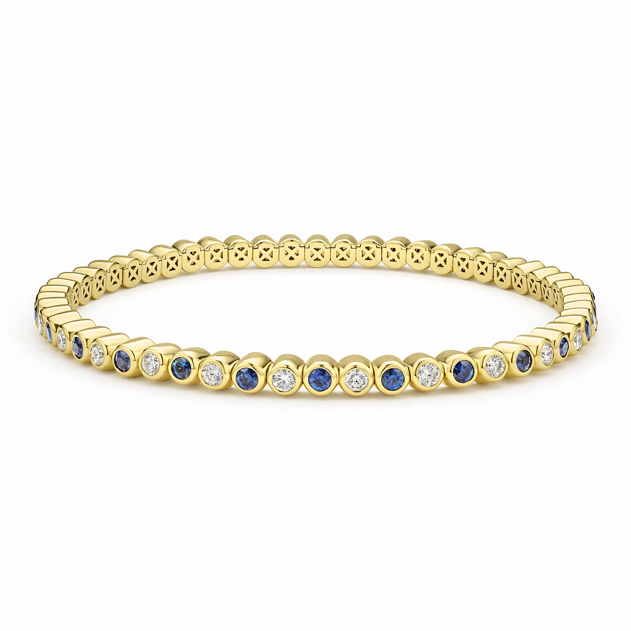 Studio 18K Diamond Blue Sapphire Tennis Bracelet