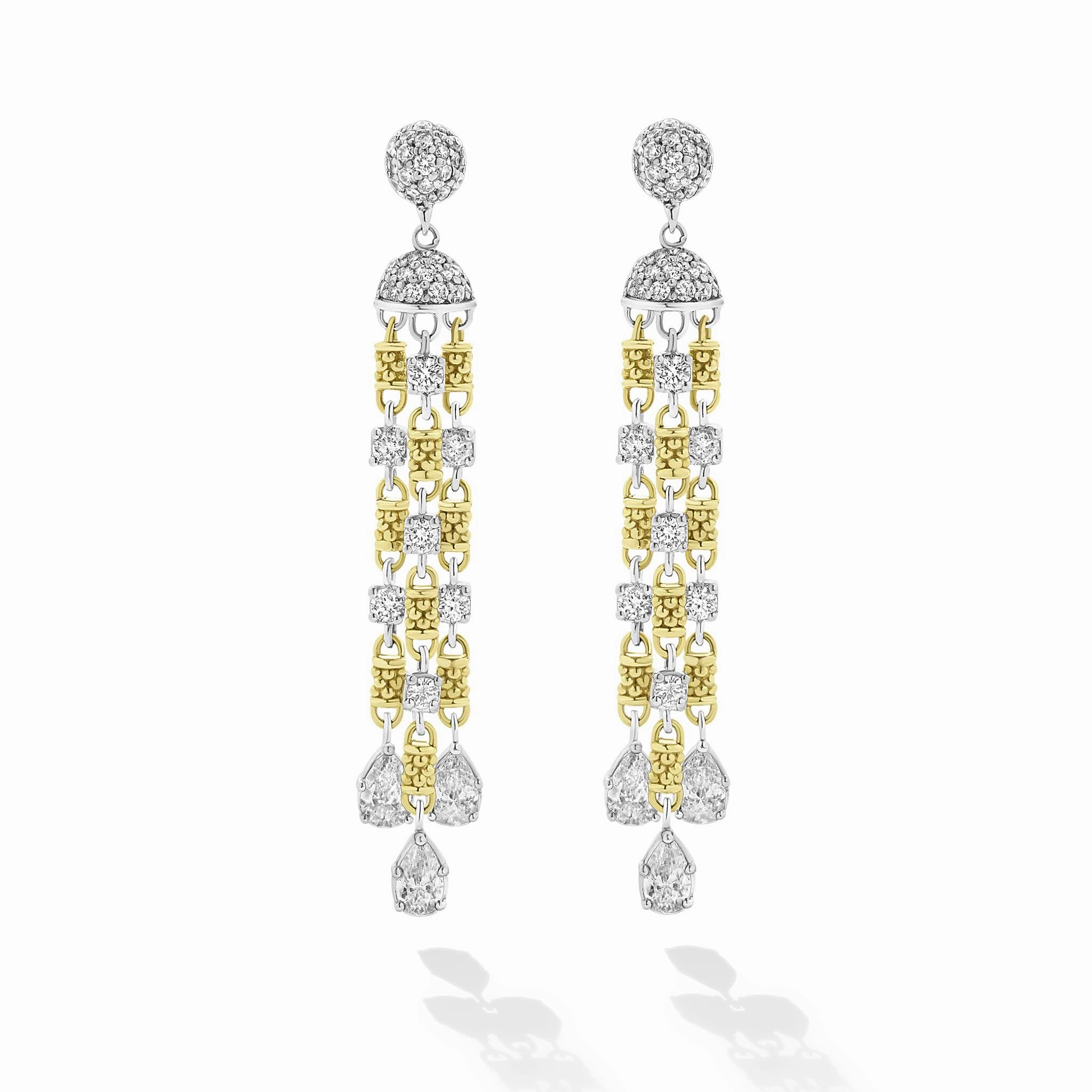Studio 18K Gold 3-Strand Diamond Chandelier Earrings