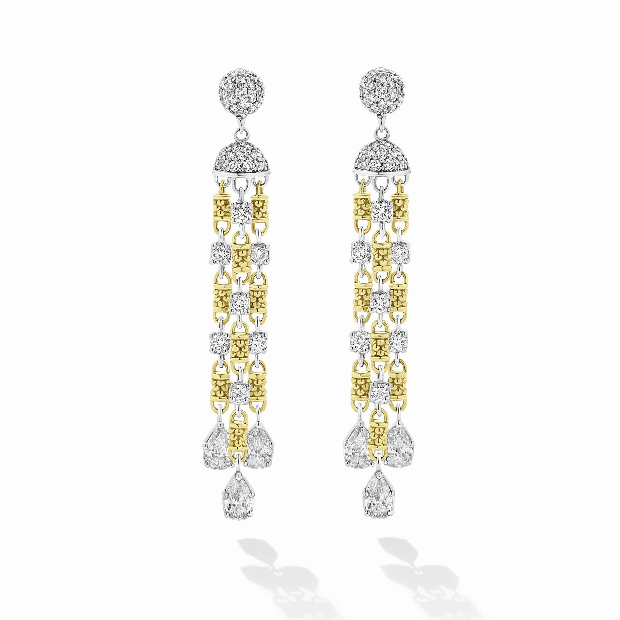 Studio 18K Gold 3-Strand Diamond Chandelier Earrings