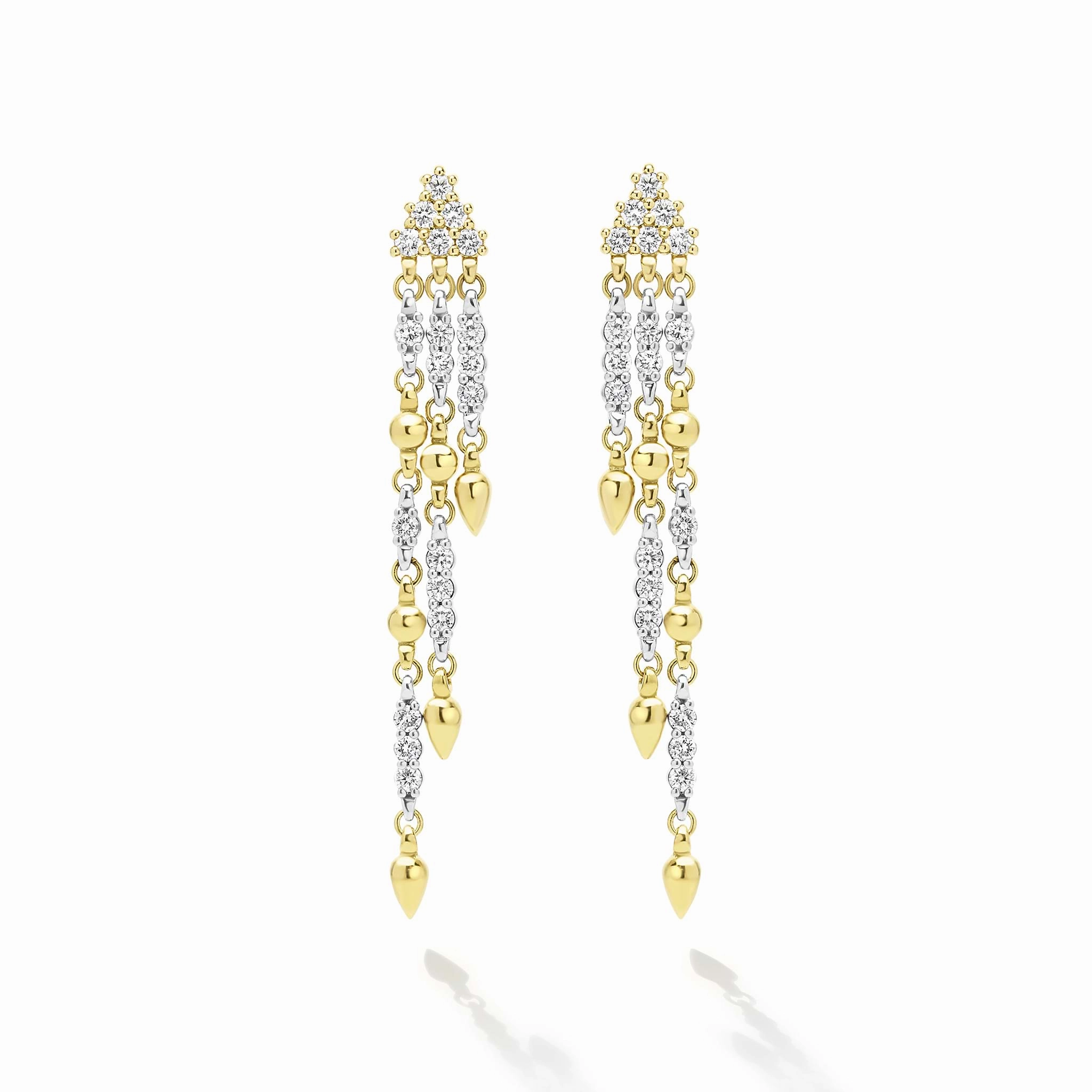 Studio 18K Gold 3-Strand Diamond Drop Earrings