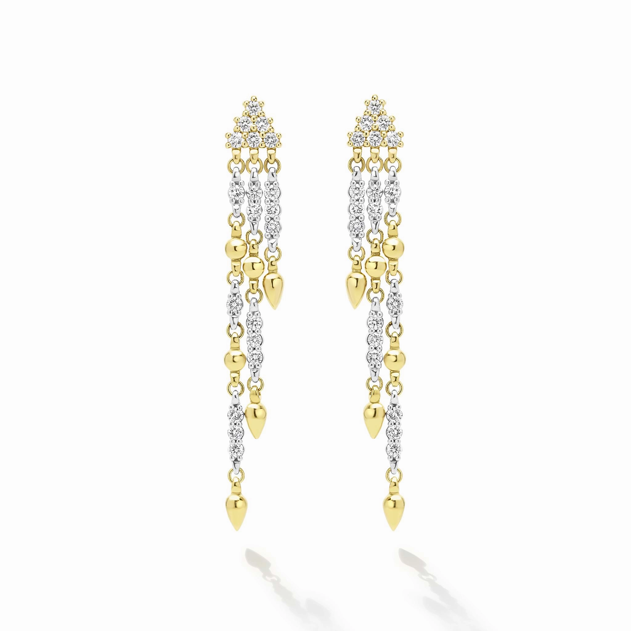 Studio 18K Gold 3-Strand Diamond Drop Earrings