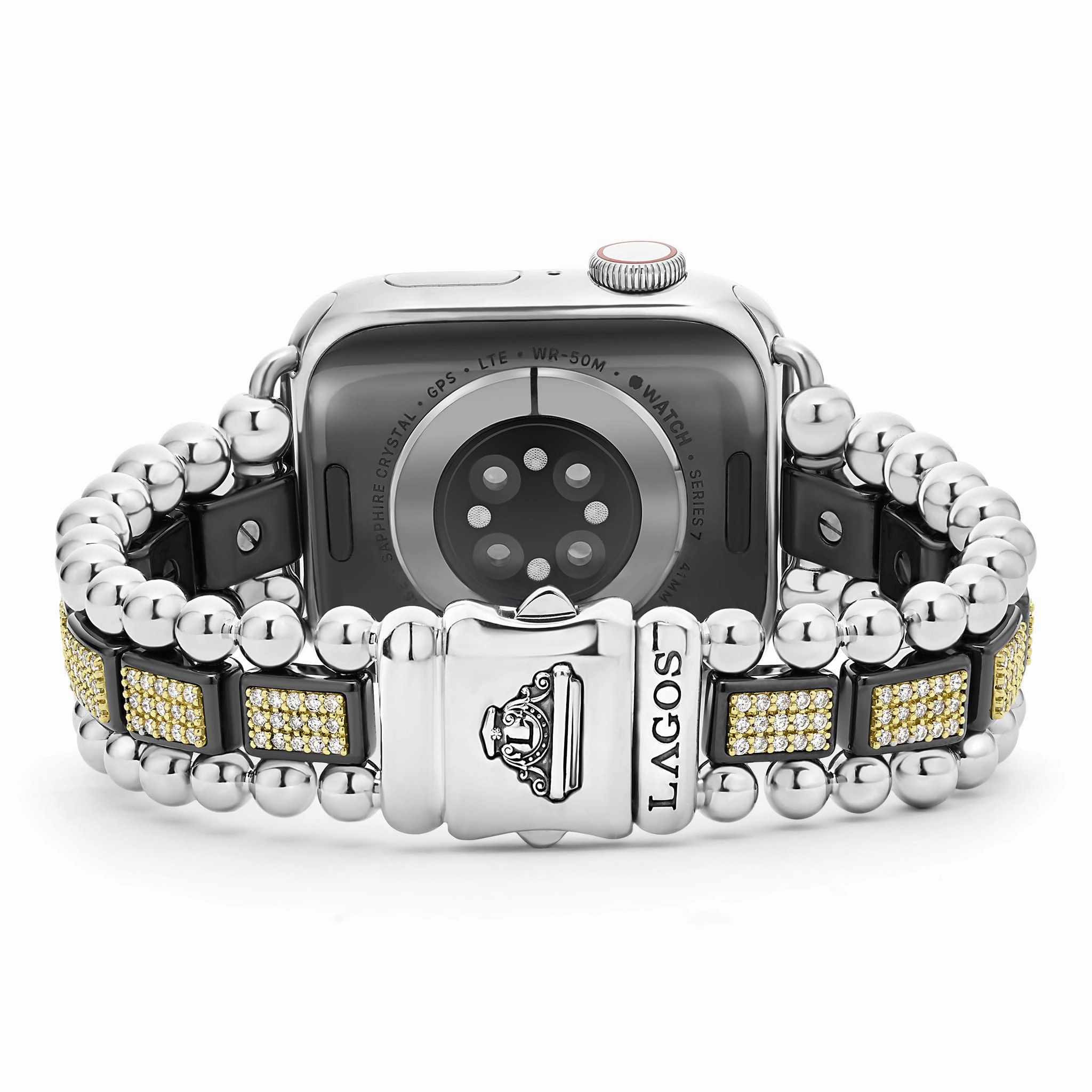 Studio 18K Gold and Black Ceramic Full Diamond Watch Bracelet - 38-42mm