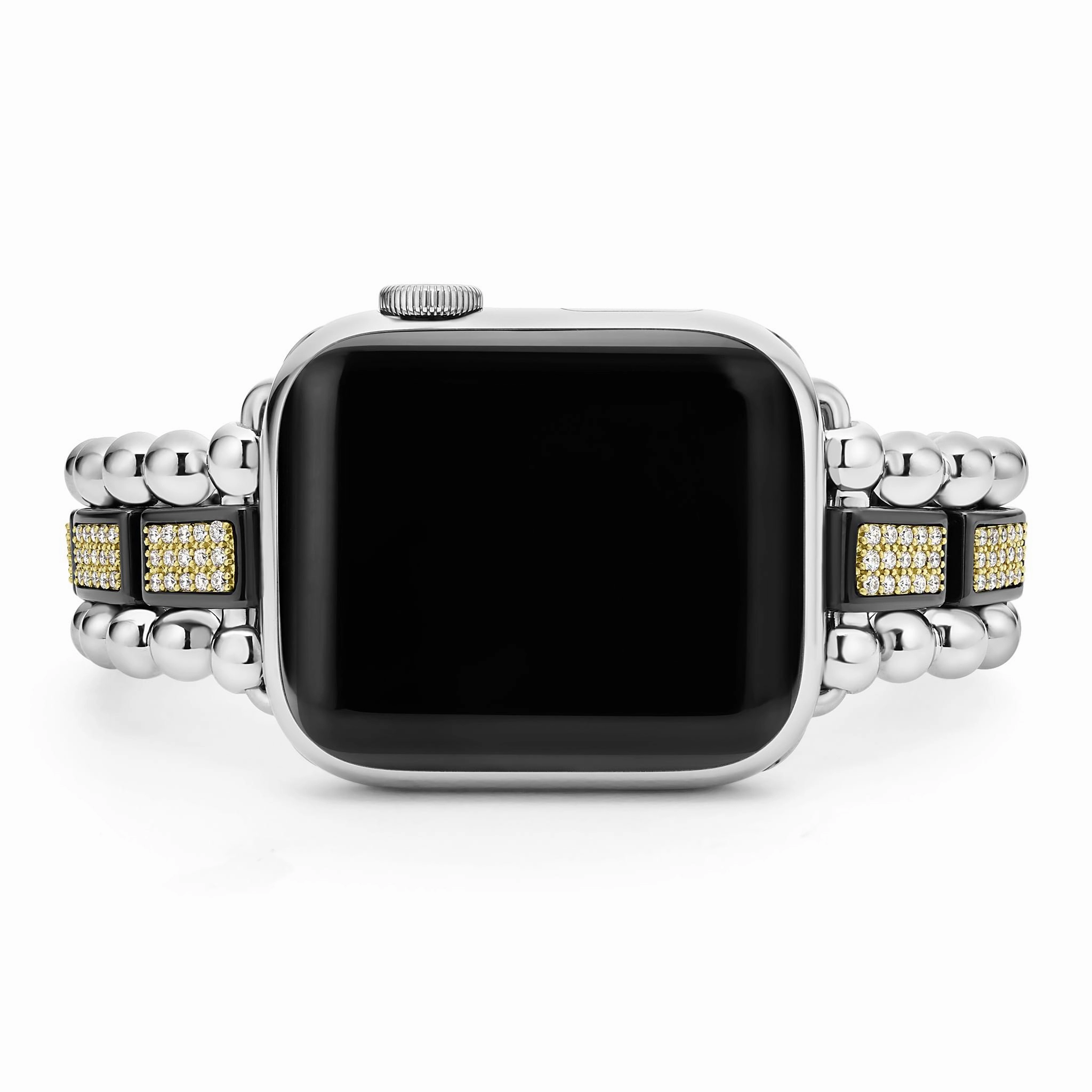Studio 18K Gold and Black Ceramic Full Diamond Watch Bracelet - 38-42mm