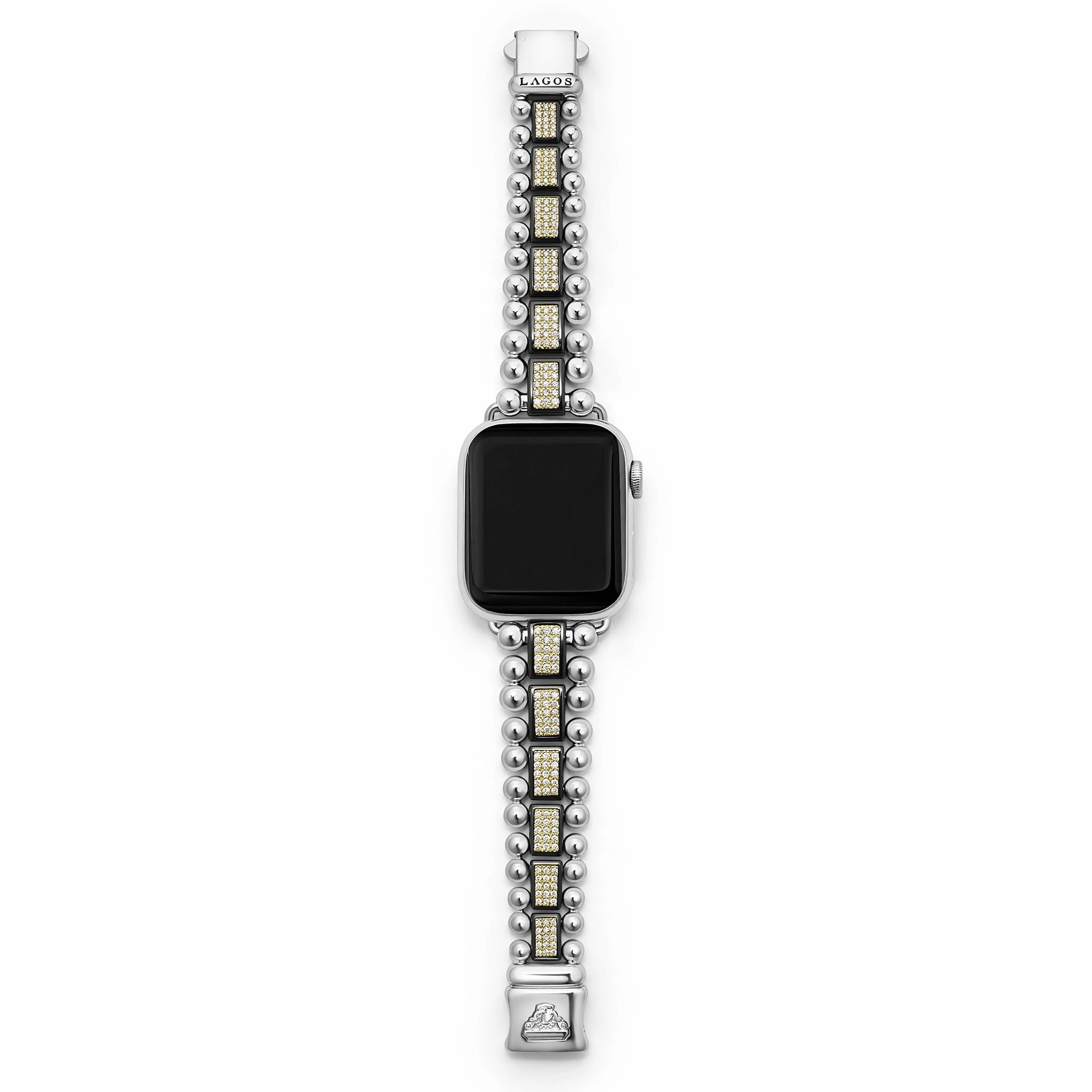Studio 18K Gold and Black Ceramic Full Diamond Watch Bracelet - 38-42mm