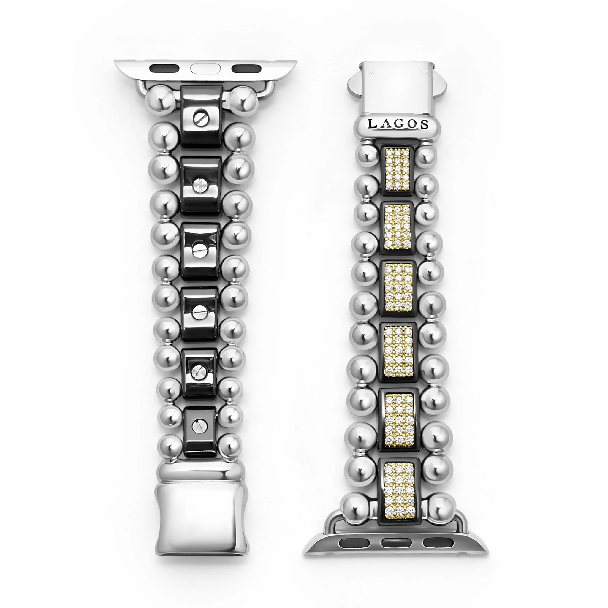 Studio 18K Gold and Black Ceramic Full Diamond Watch Bracelet - 38-42mm