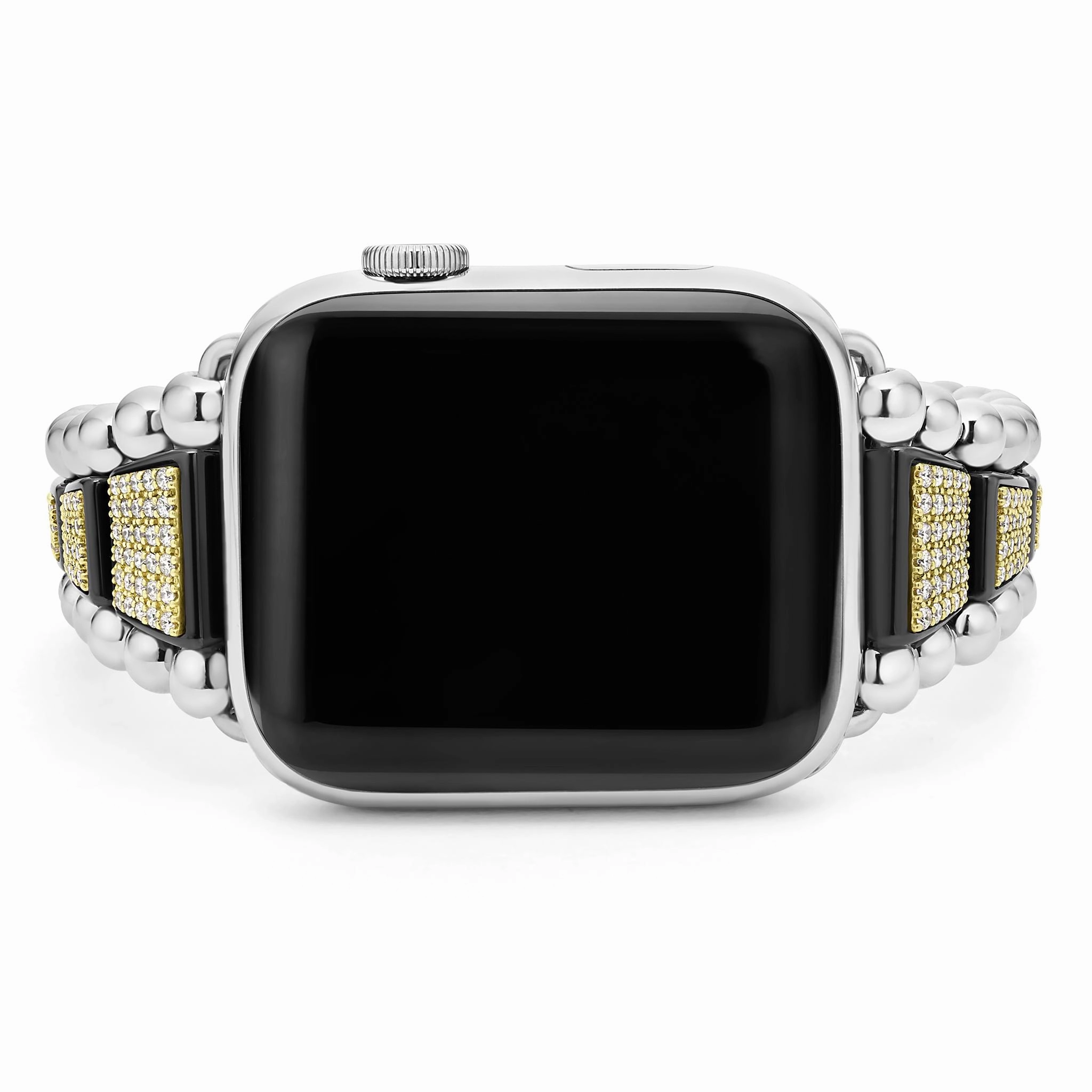 Studio 18K Gold and Black Ceramic Full Diamond Watch Bracelet - 42-49mm