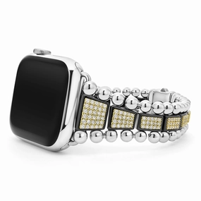 Studio 18K Gold and Black Ceramic Full Diamond Watch Bracelet - 42-49mm
