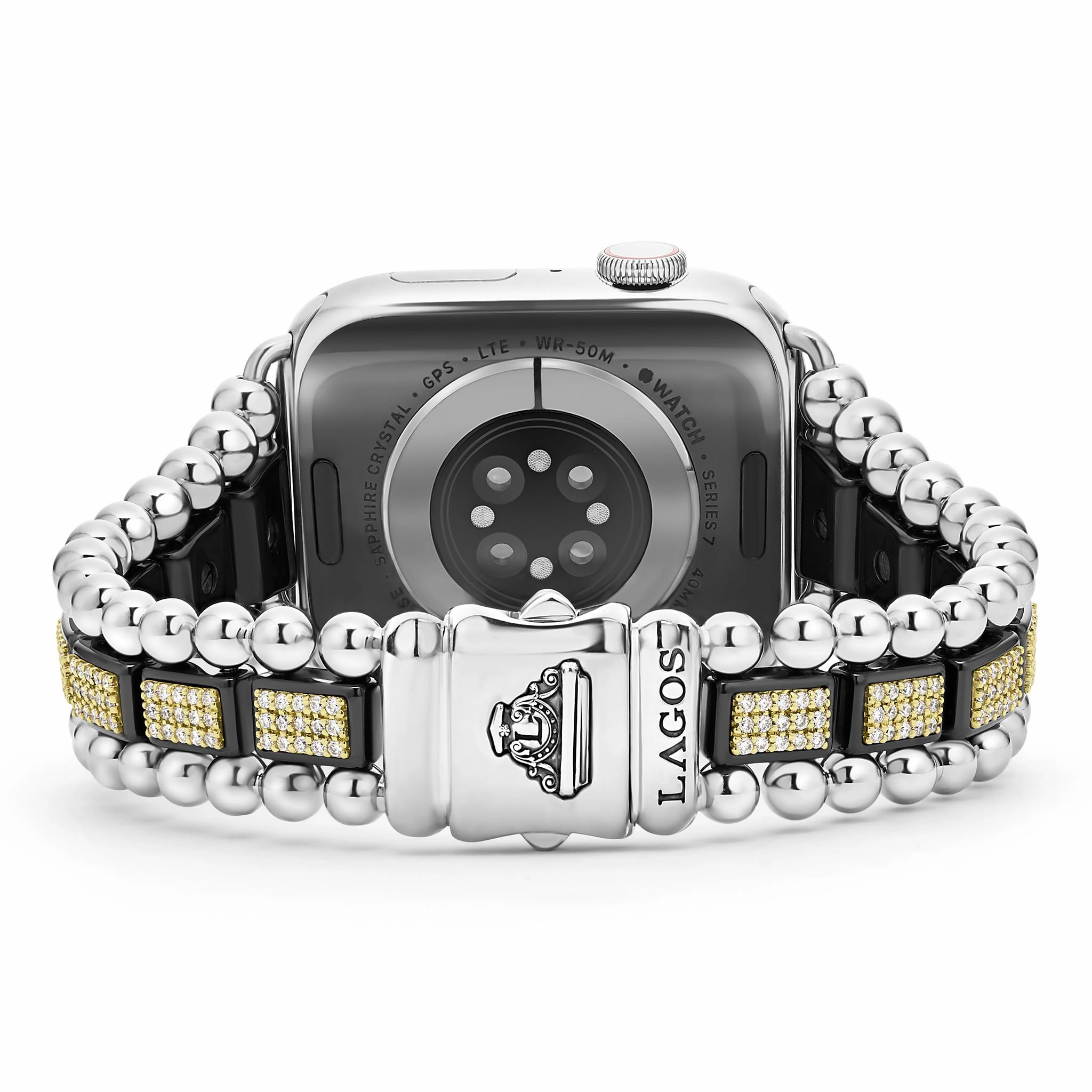 Studio 18K Gold and Black Ceramic Full Diamond Watch Bracelet - 42-49mm