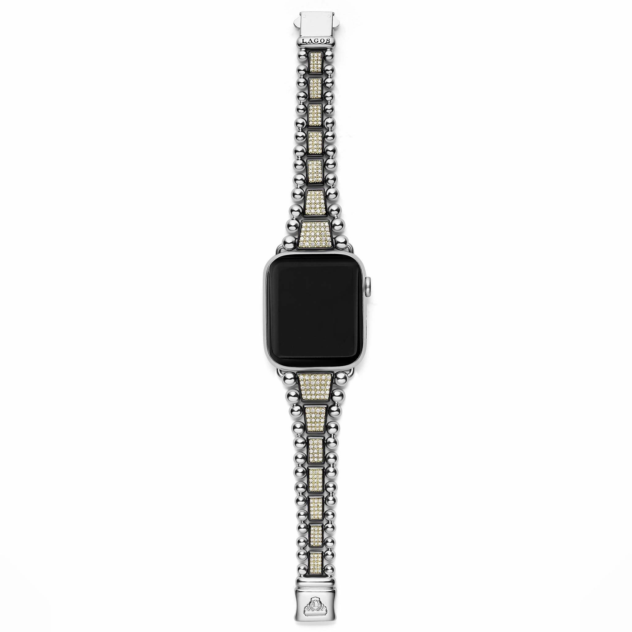 Studio 18K Gold and Black Ceramic Full Diamond Watch Bracelet - 42-49mm