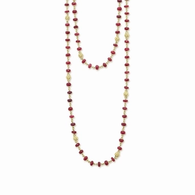 Studio 18K Gold and Ruby Bead Necklace