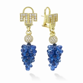 Studio 18K Gold Blue Sapphire Diamond Drop Earrings
