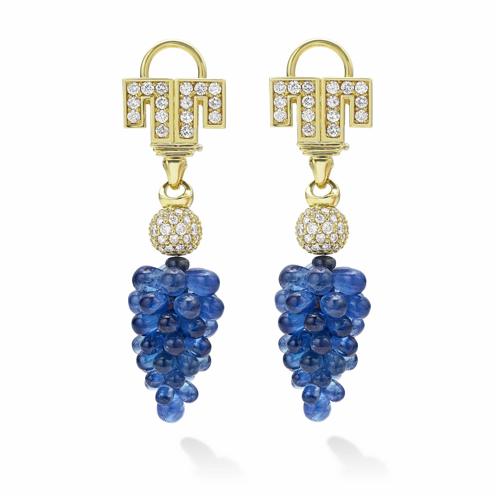 Studio 18K Gold Blue Sapphire Diamond Drop Earrings