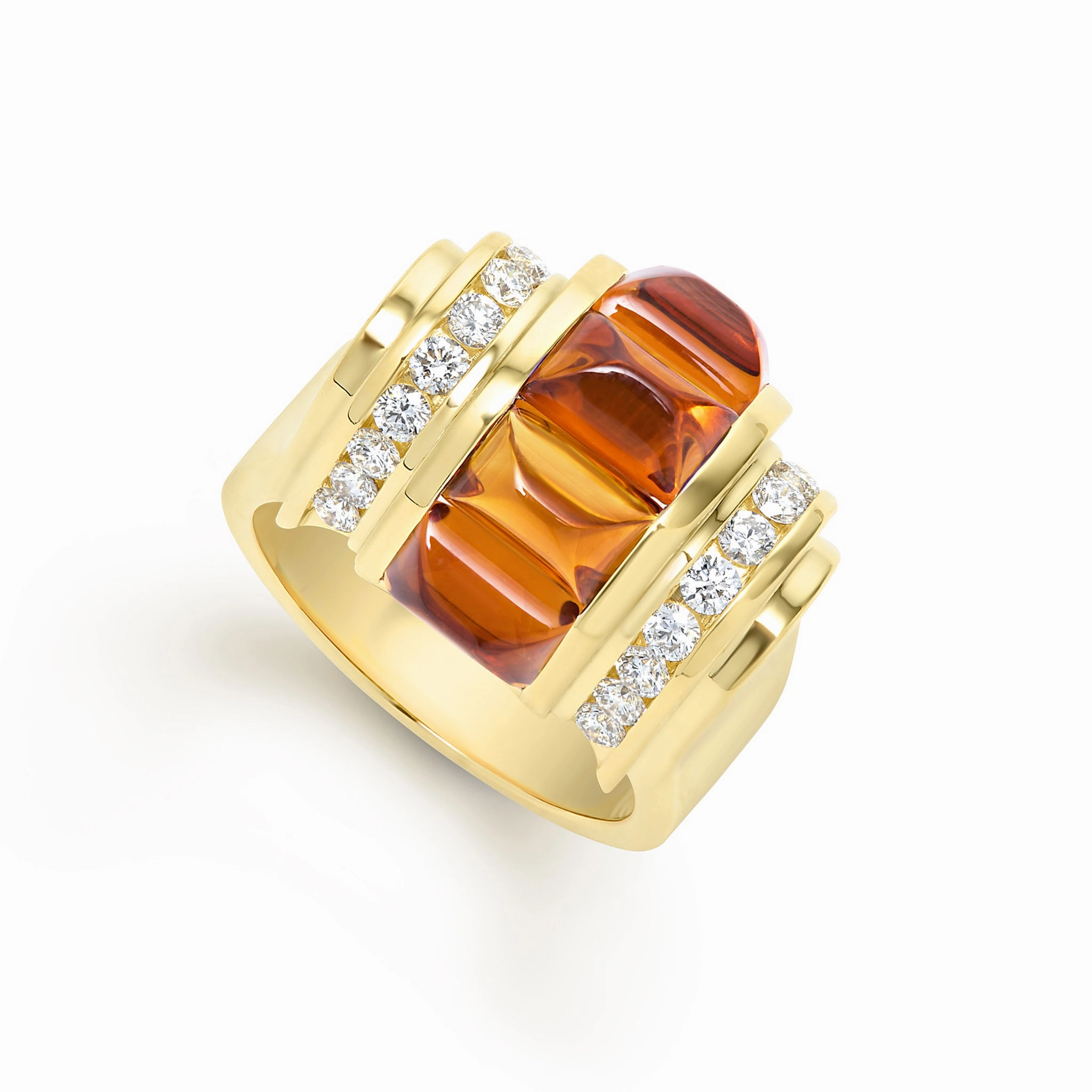 Studio 18K Gold Citrine and Diamond Ring