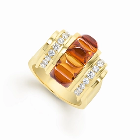 Studio 18K Gold Citrine and Diamond Ring