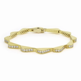 Studio 18K Gold Diamond Link Wave Bracelet
