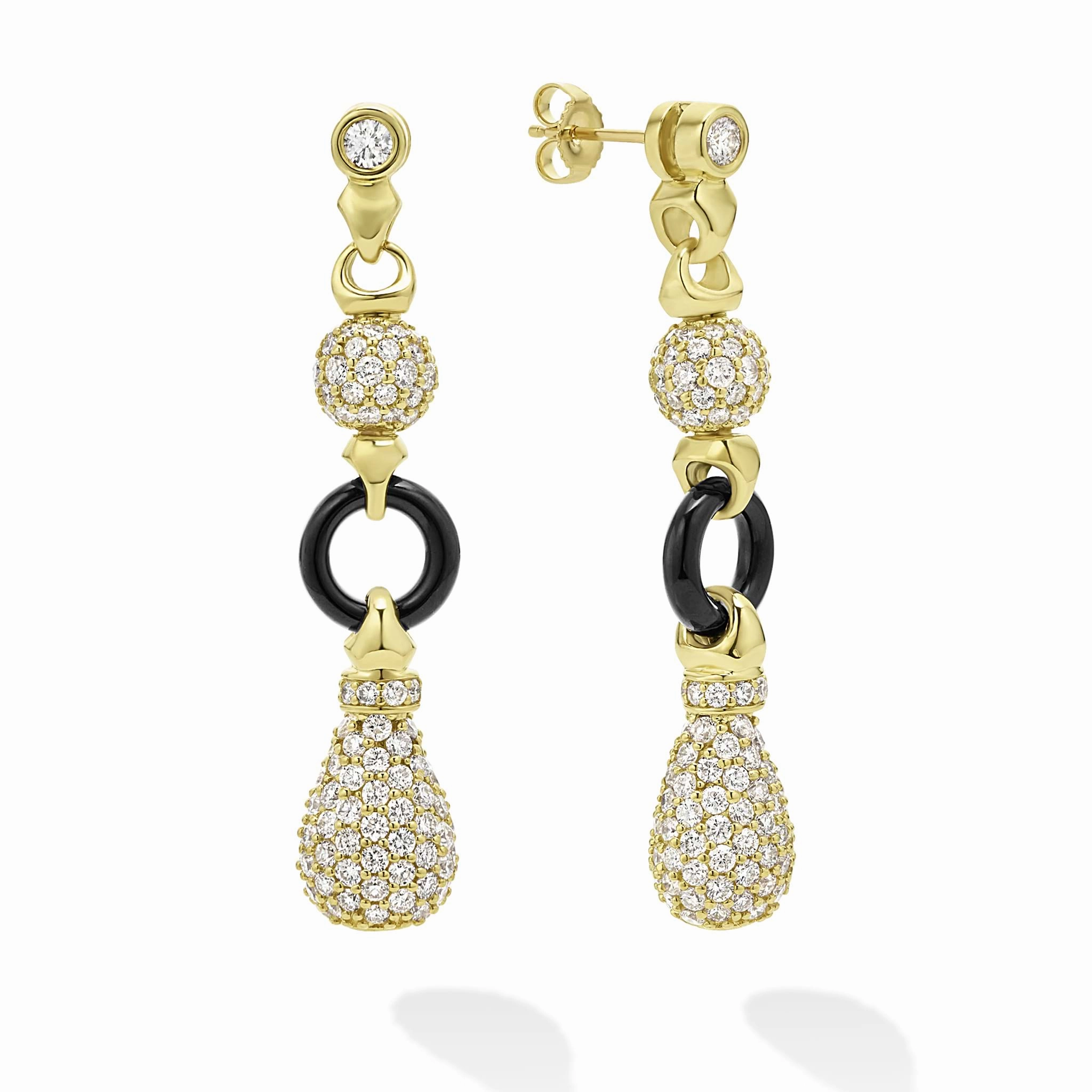 Studio 18K Gold Diamond Pave Drop Earrings