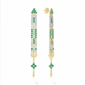 Studio 18K Gold Emerald and Diamond Drop Earrings